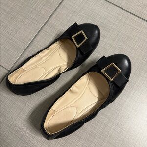 Cole Haan Black and Gold Ballet Flats with Buckle